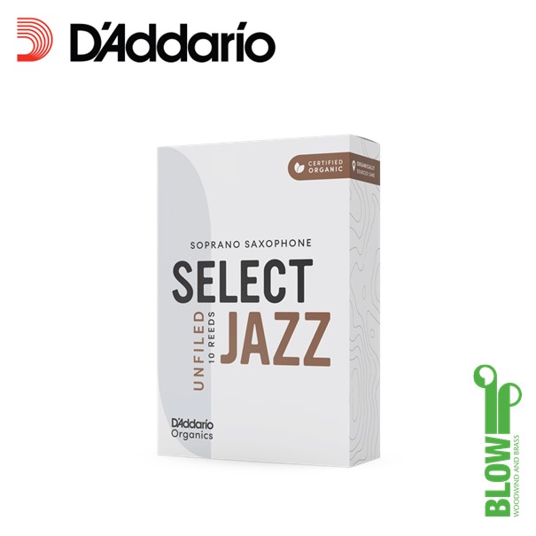 D'Addario Organic Select Jazz Unfiled Soprano Sax Reeds Box of 10